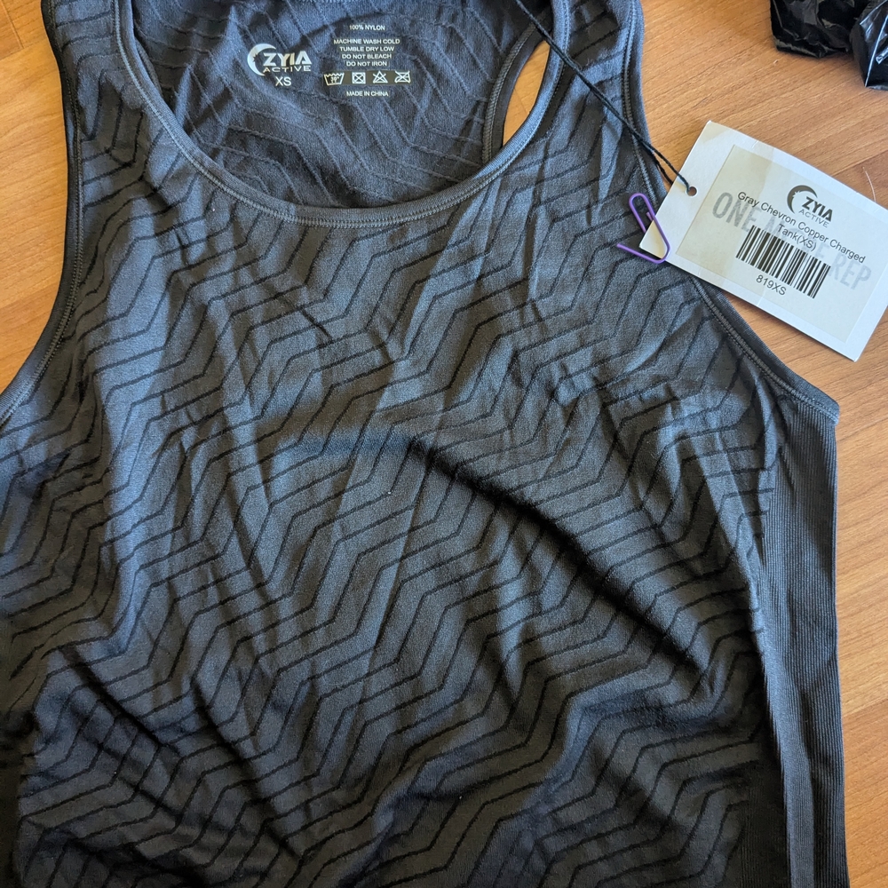 ZYIA Women's Charcoal Patterned Tank Top